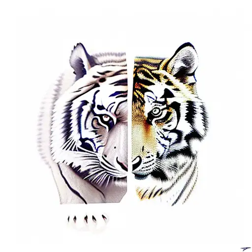 Tiger And A Wolf Circling Each Other