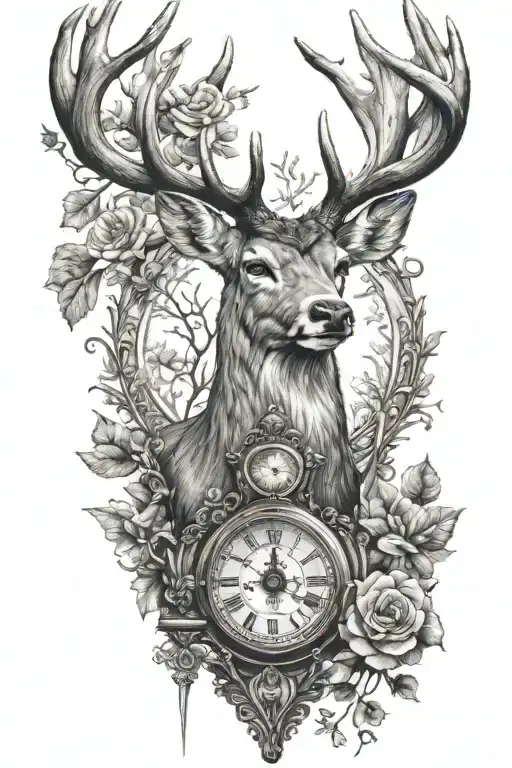 Hour Glass And Deer Head