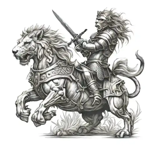 Knight Fighting Lion