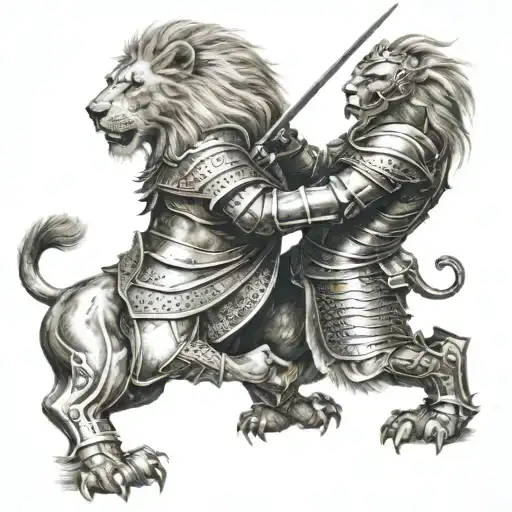 Knight Fights Lion