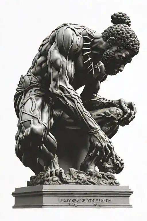 Michelangelo David Statue And Black Panther