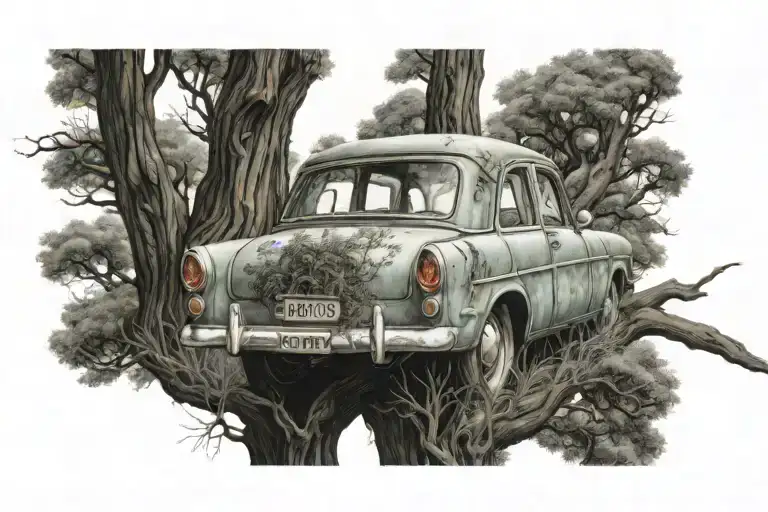Flying Ford Anglia Womping Willow Tree