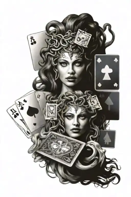 Medusa Face With Cards