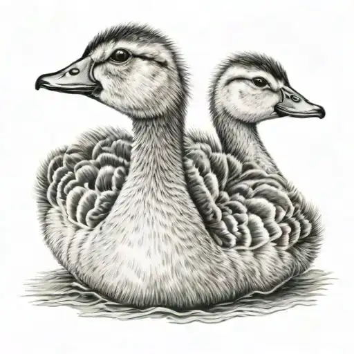 Baby Goose And Baby Duck Sitting