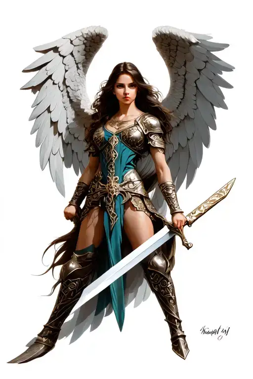 Female Warrior Angel Holding A Sword