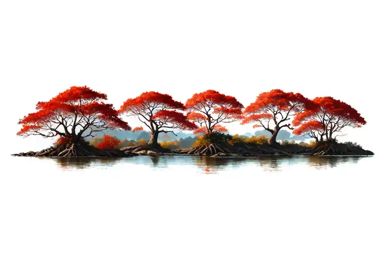 Red Mangroves In A Row