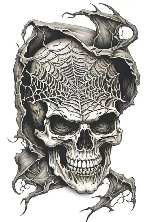 Evil Skull With Spiderweb