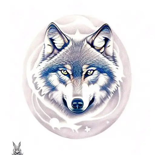 Wolf With Moonlight Rose Butterfly