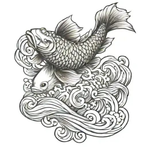Forearm Japanese Waves And Koi Fish