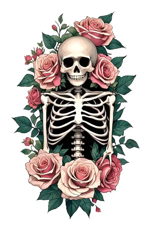 Skeleton Surrounded By Roses