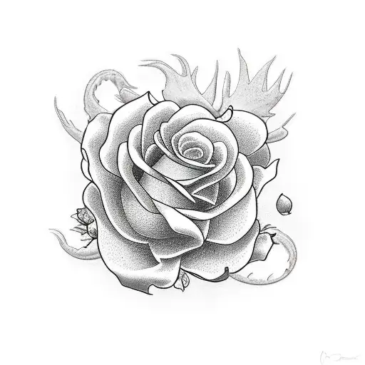 Dragon And Roses