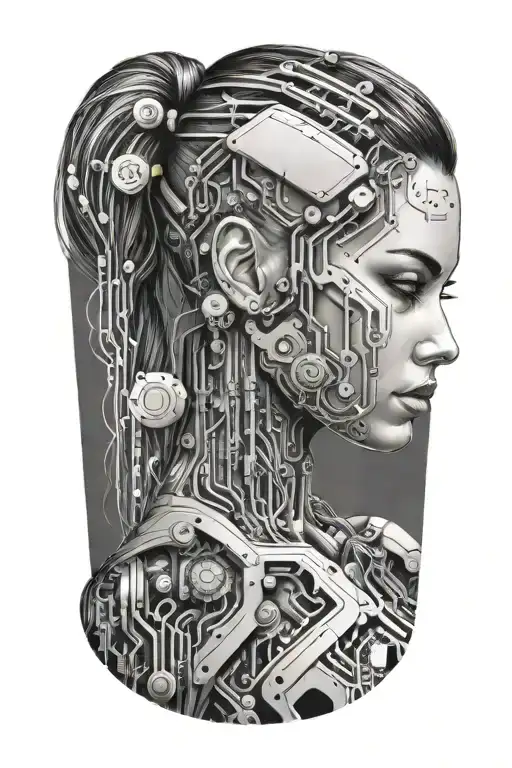 Sexy Muscular Women With Technology Circuits Vectors Board Merging