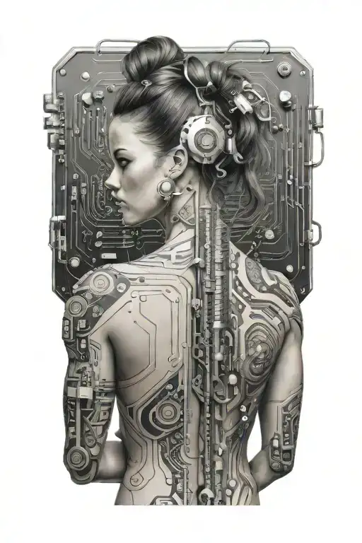 Sexy Muscular Women With Technology Circuits Vectors Board Merging