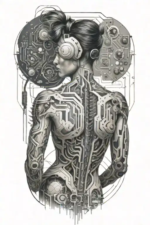 Sexy Muscular Women With Technology Circuits Vectors Board Merging