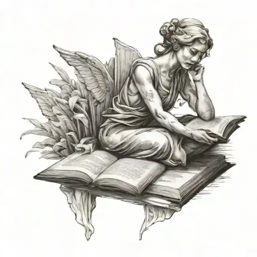 Statue Of A Woman Holding A Book