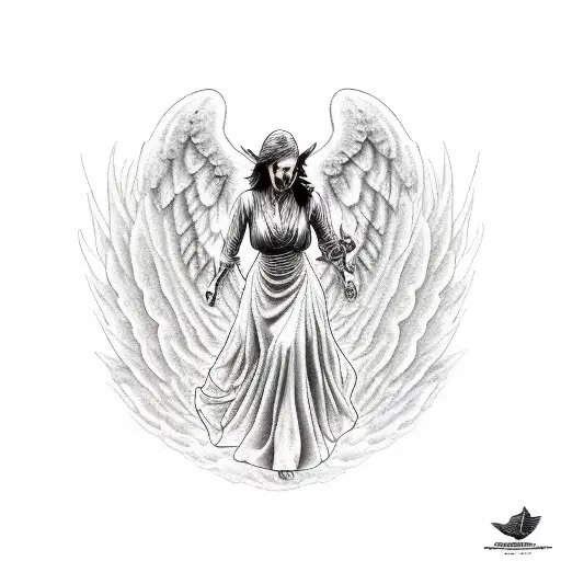 Angel Of Death Riding A Black As Coal Horse On The Battlefield