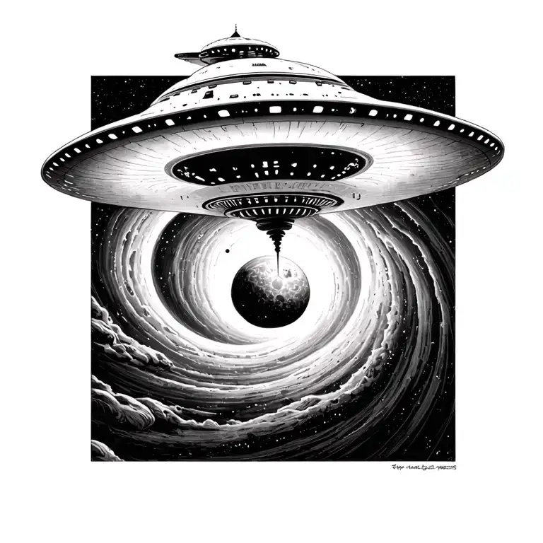 Ufo Flying By Black Hole