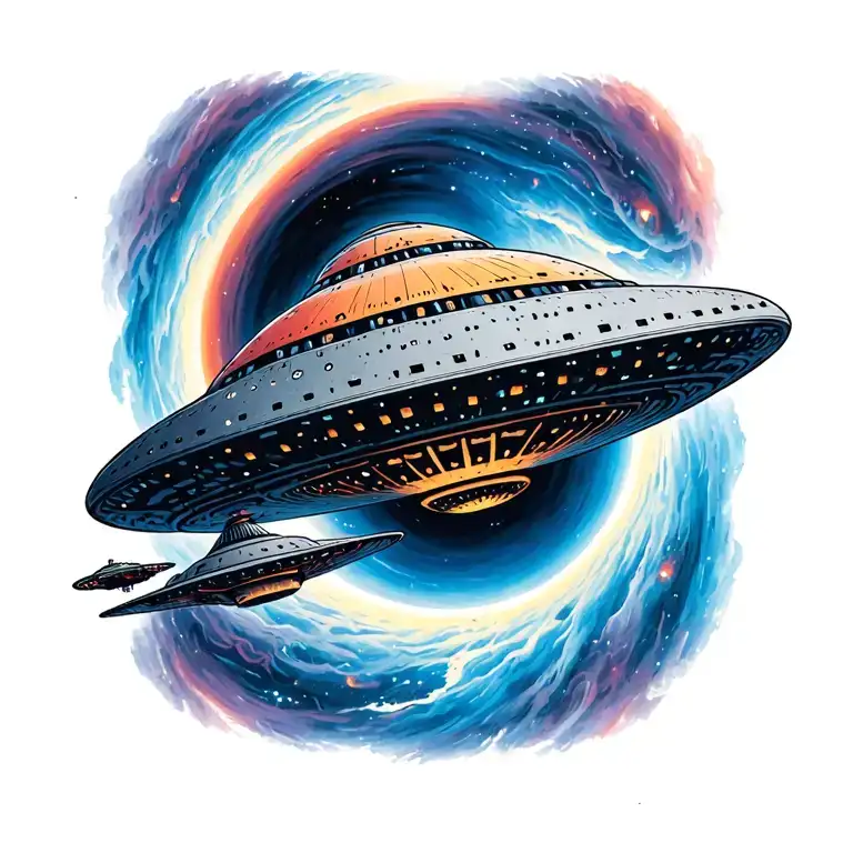 Ufo Flying By Black Hole