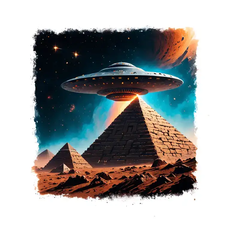 Saucer Ufo Flying Out Of Mars Pyramid
