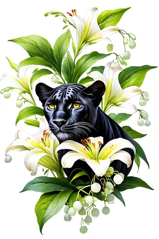 Black Panter With Lily Of The Valley