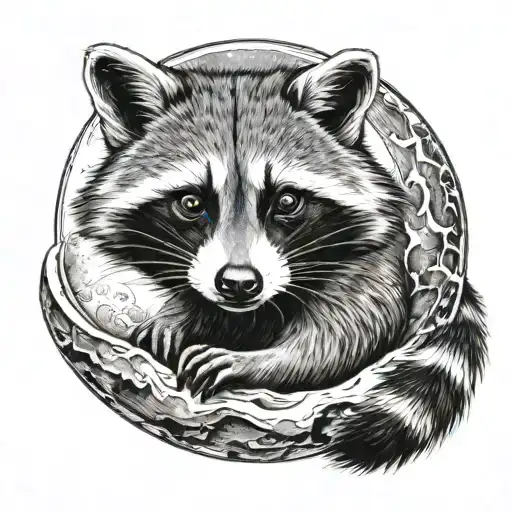 Raccoon Sitting On The Moon