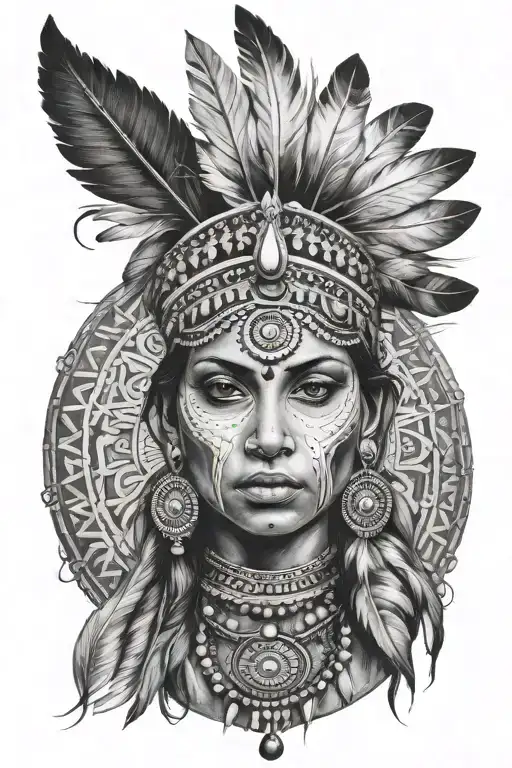 Black And White Indian Woman