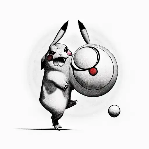 A Realistic Portrait Of Pikachu Holding A Pokeball Filled With Cocaine