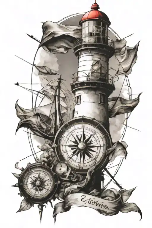 Lighthouse And Compass
