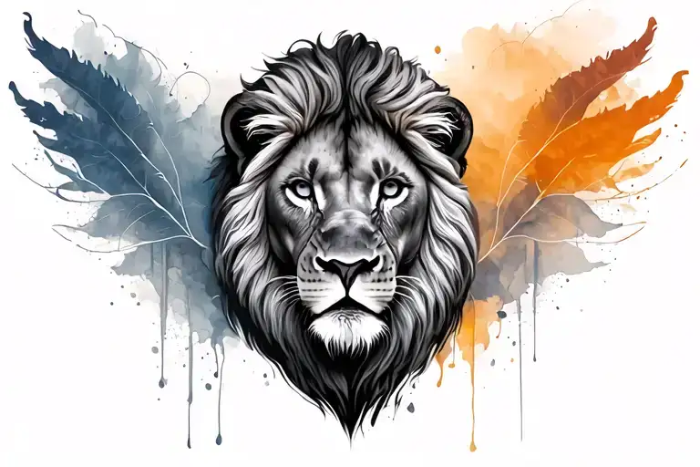 Mom Lion Tattoo Design Combining Elements