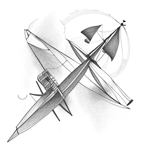A Combination Of A Sailboat And An Airplane Intertwined To Represent The Client's Love For Both