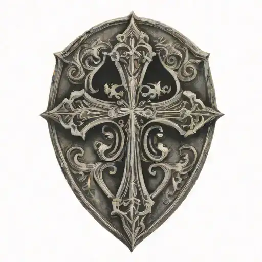 Cross Inside Shield Engraved