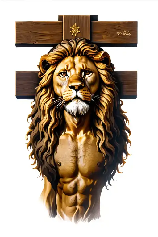 Lion And Jesus Cross