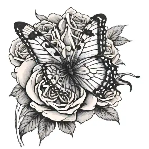 Butterfly Perched On Rose