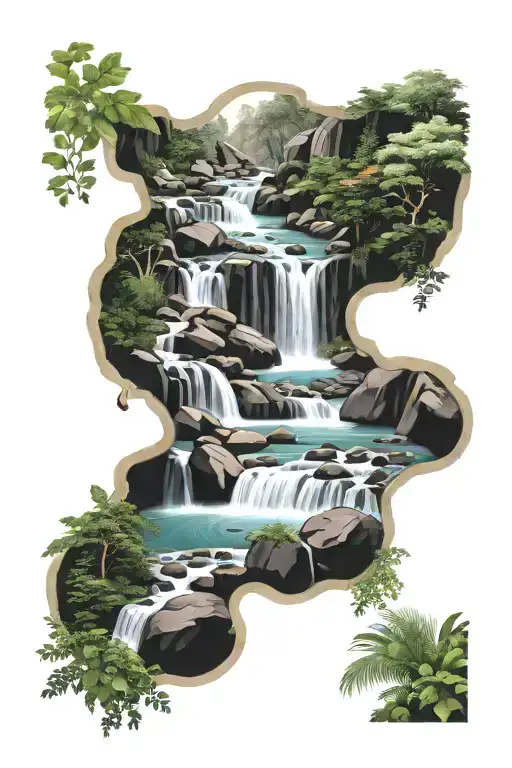 Waterfall Flowing Through A Lush