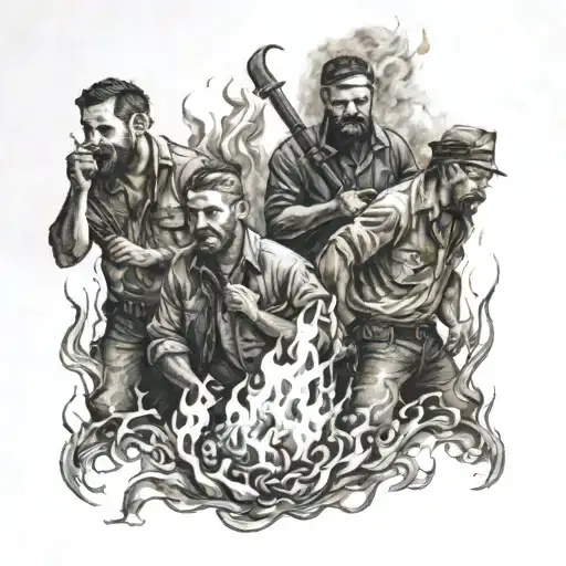 Four Men In A Fire