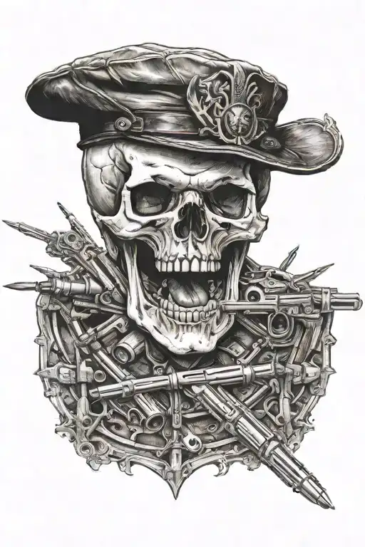 Skull Bullets In Mouth Open