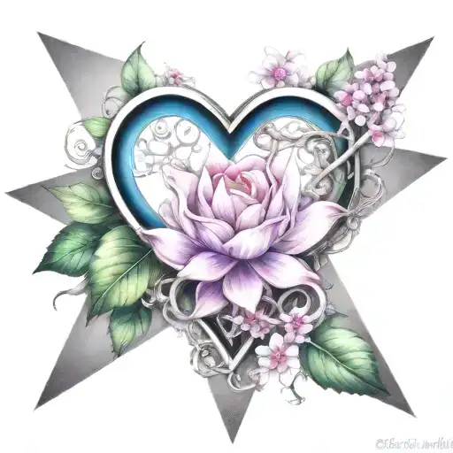 Colorful Infinity Symbol Triangle Blooming Heart Shaped Lock