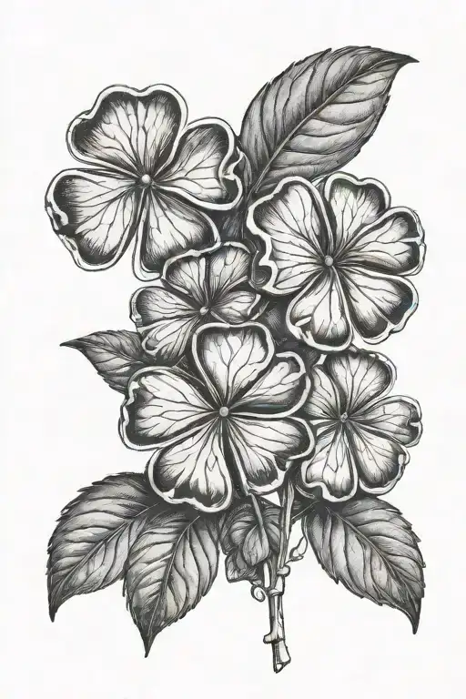 Black And White Cluster Of Three Leaf Clover