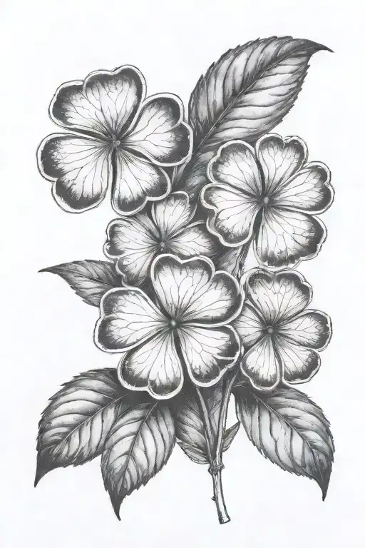 Black And White Cluster Of Three Leaf Clover