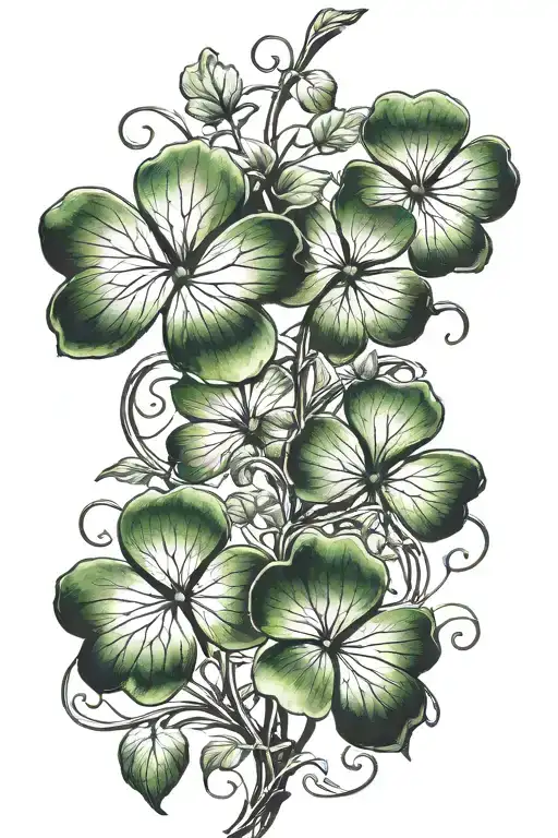 Four Shamrocks On A Vine