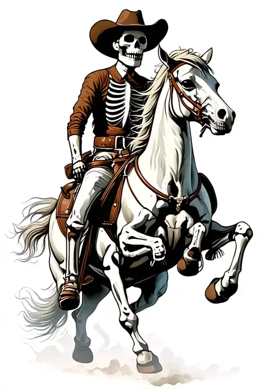 Skeleton Cowboy With Lozzo Riding Skeleton Horse Galloping