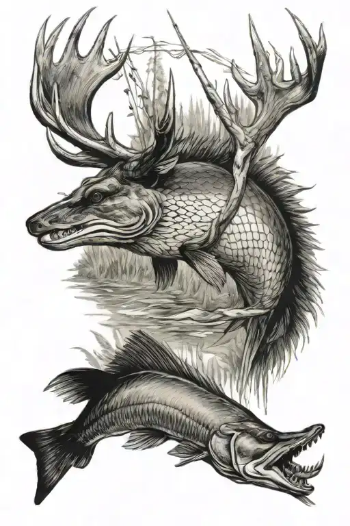 Hunting And Fishing Scene