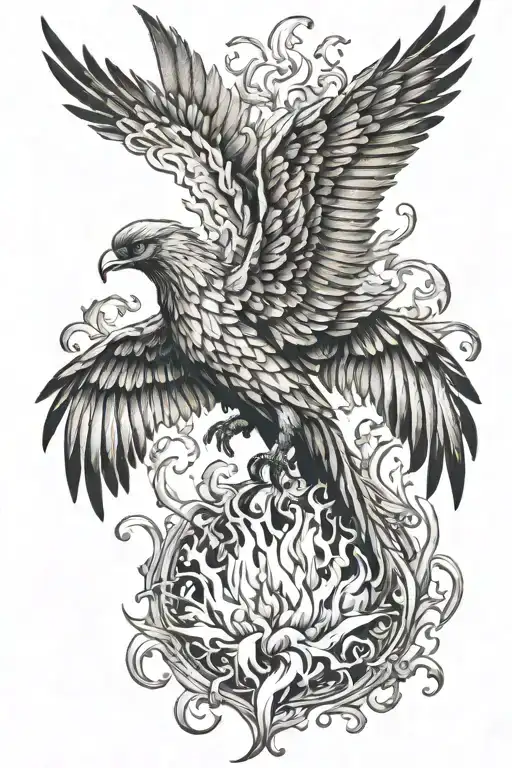 Pheonix Rising From Fire Flames