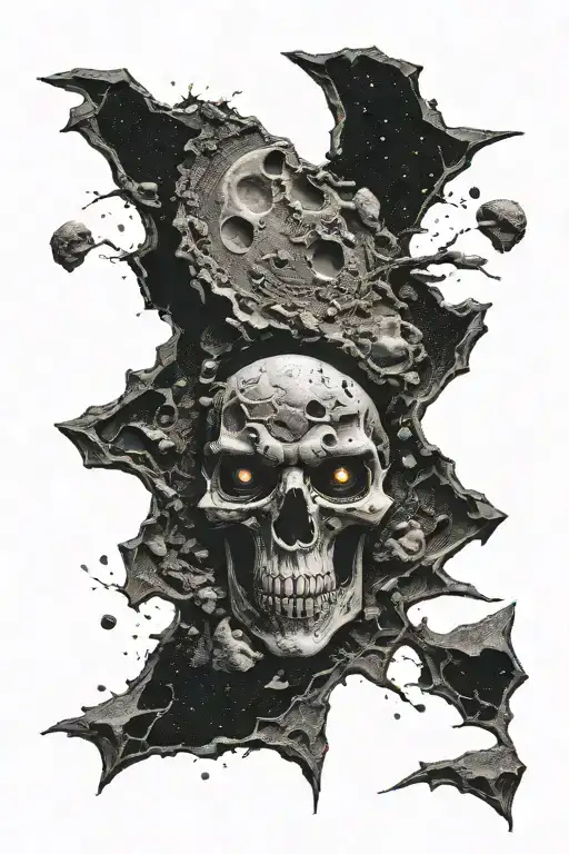 Dark Skull Eyes And Nose Obscure In The Moon's Craters