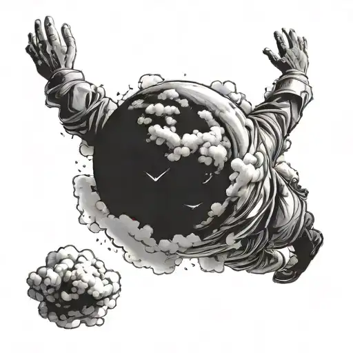 Man Reaching For The Clouds As His Own Head Floats Away Into Space