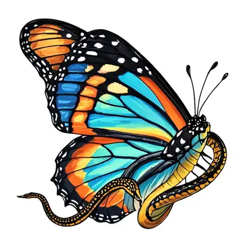 Butterfly With A Snake Going Through It