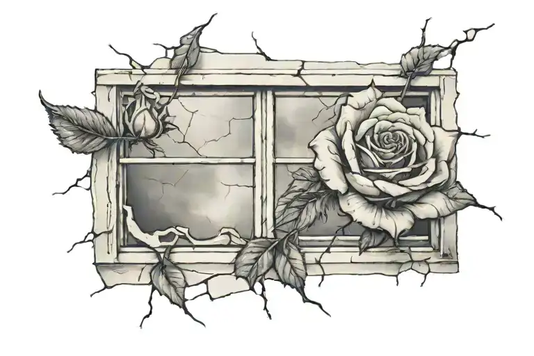 Broken Window With A Rose