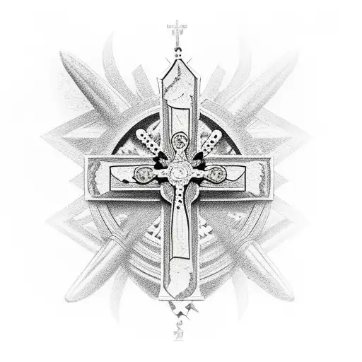 Rosary With War Background Forearm Sleeve