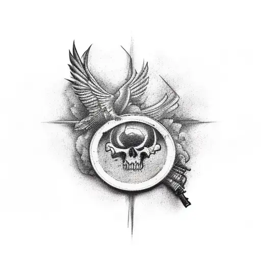 War Background With Rosery On Top