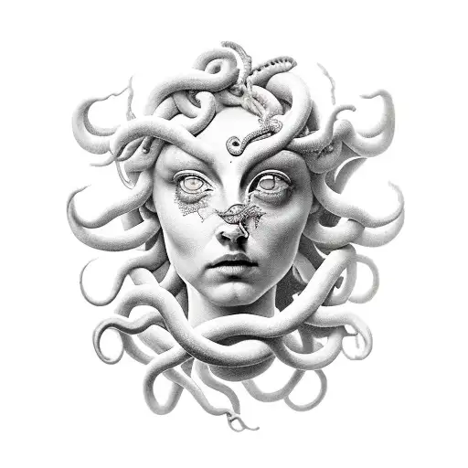 Medusa Facing Left With A Crescent On Its Forehead